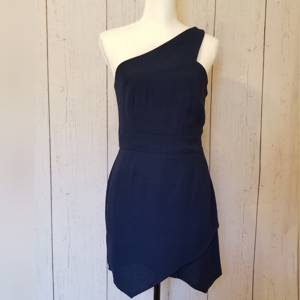 Tobi Navy one shoulder dress